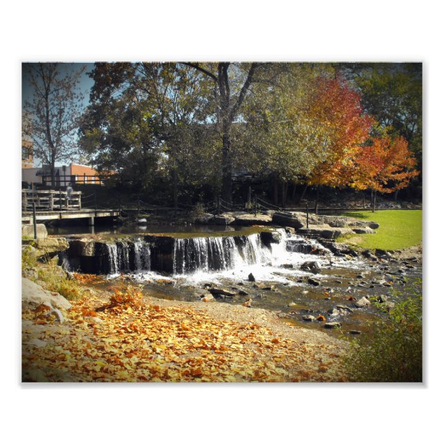 Scenic Autumn Waterfall Nature Landscape Photo Print (Front)