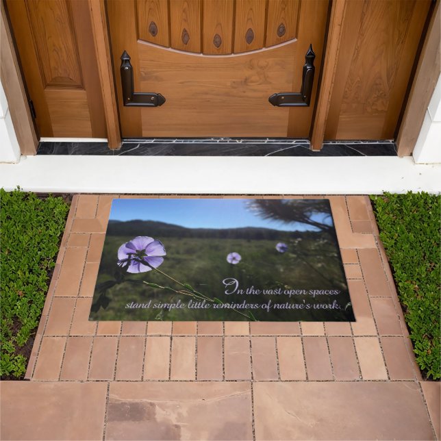 Scenic Blue Flax WildFlowers Morning Light Welcome Doormat (Outdoor)