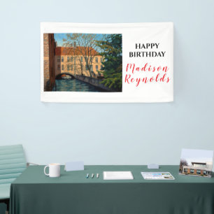 Scenic Bruges Canal View Birthday Banner
