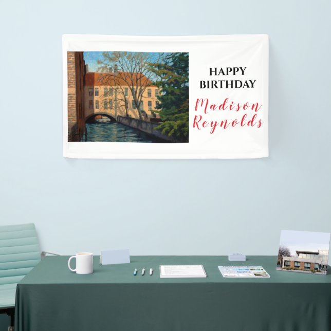 Scenic Bruges Canal View Birthday Banner (Tradeshow)