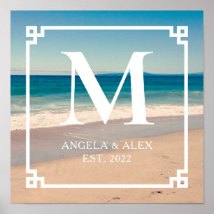 Scenic California Beach Photo Wedding Monogram Poster