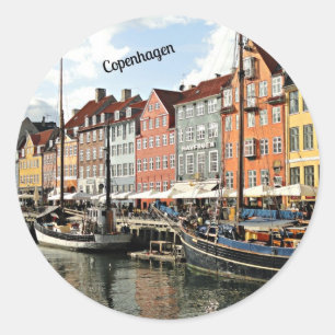 Scenic Canal in Copenhagen Classic Round Sticker