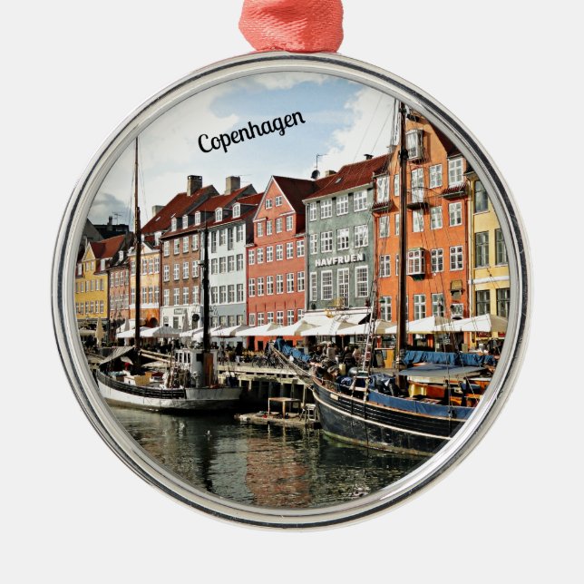 Scenic Canal in Copenhagen Metal Tree Decoration (Front)