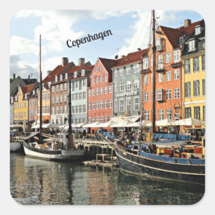 Scenic Canal in Copenhagen Square Sticker