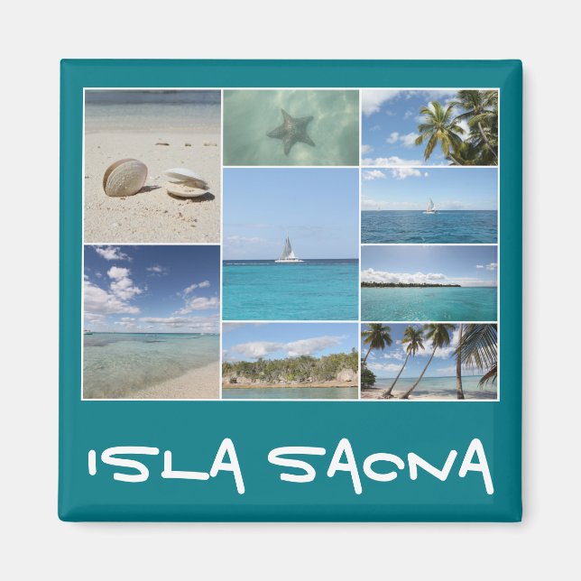 Scenic Caribbean Isla Saona Photo Collage Magnet (Front)