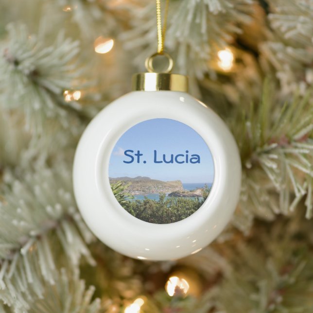 Scenic Caribbean Island Saint Lucia Ceramic Ball Christmas Ornament (Tree)