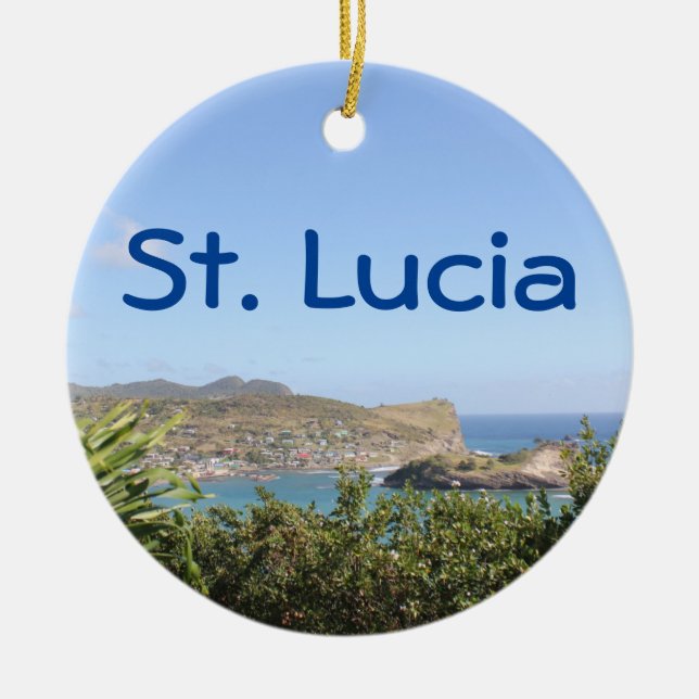Scenic Caribbean Island Saint Lucia Ceramic Tree Decoration (Front)