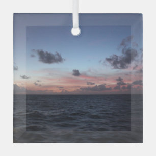 Scenic Caribbean Sunset near Tobago Glass Tree Decoration