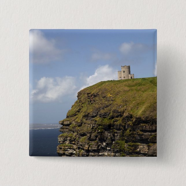 Scenic Cliffs of Moher and O'Brien's Tower. 15 Cm Square Badge (Front)