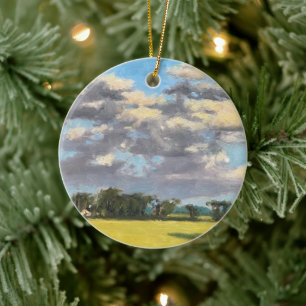 Scenic Clouds Over St Louis Missouri Farm Pasture  Ceramic Tree Decoration