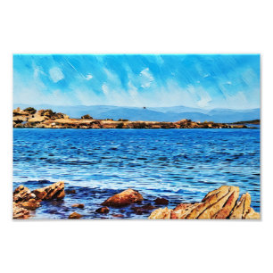 Scenic Coastal Landscape With Vibrant Blue Waters  Photo Print