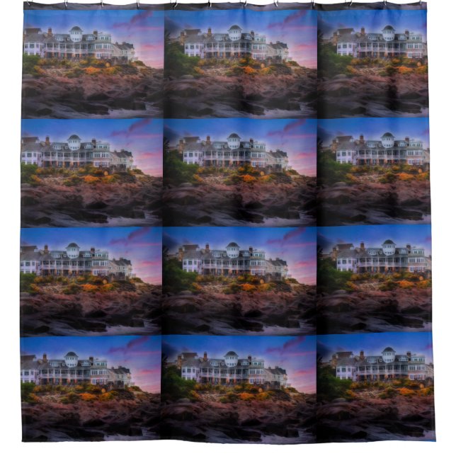 Scenic Coastal Sunrise Cape Neddick Maine Shower Curtain (Front)