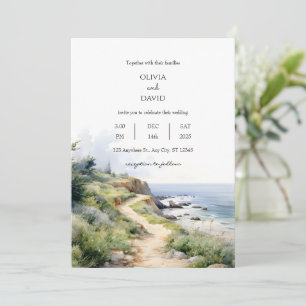 Scenic Coastal Trail Ocean View Beach Wedding  Invitation