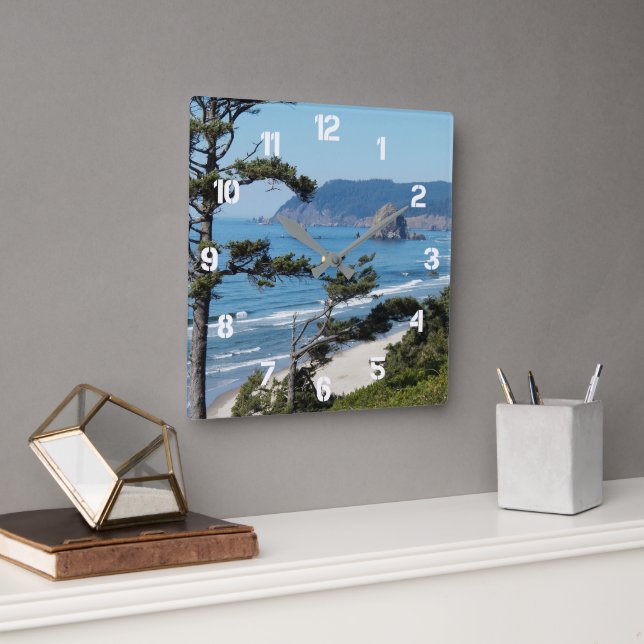 Scenic Coastline Seascape Square Wall Clock (Office)