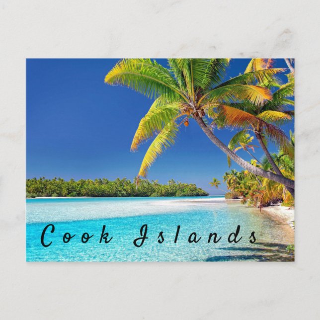 Scenic Cook Island Palm Tree Beach Holiday Postcard (Front)
