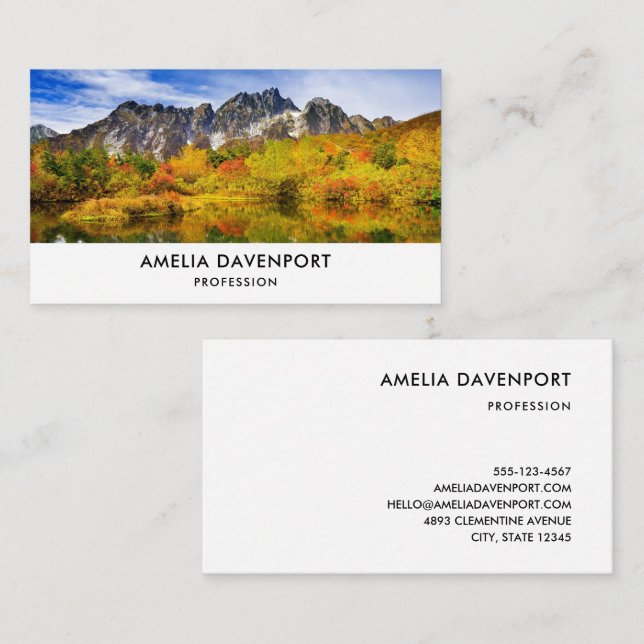 Scenic Country Mountains and Lake Business Card (Front/Back)