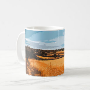 Scenic Country Path Golden Field Retro Coffee Mug