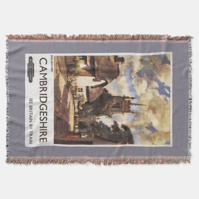 Scenic Country View British Railways Poster Throw Blanket (Front)