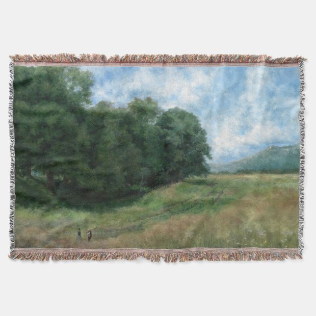 Scenic Countryside Path – Vintage Landscape Design Throw Blanket (Front)
