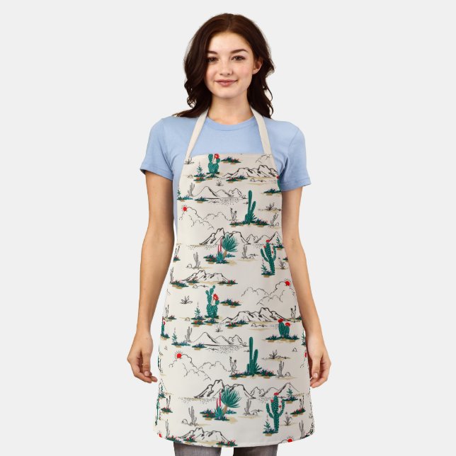 Scenic Desert Southwestern Cactus Apron (Worn)