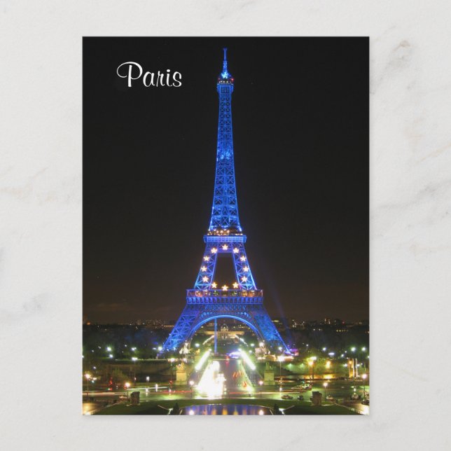 Scenic Eiffel Tower at Night Postcard (Front)