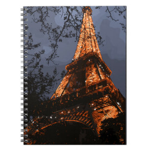 Scenic Eiffel Tower Paris France at Night Majestic Notebook