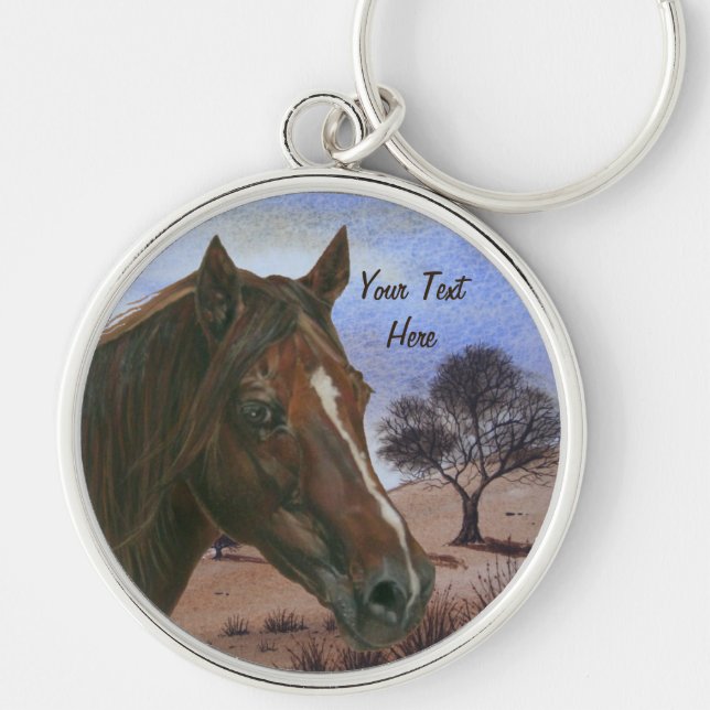 scenic equine portrait chestnut mare brown horse key ring (Front)