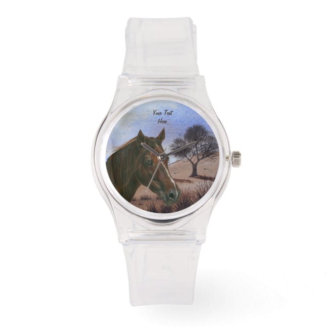 scenic equine portrait chestnut mare brown horse watch (Front)