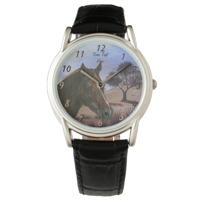 scenic equine portrait chestnut mare brown horse watch (Front)