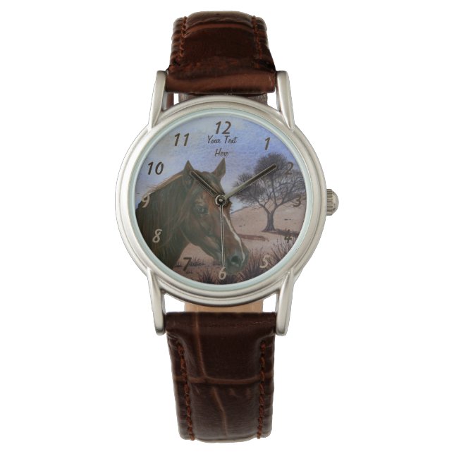 scenic equine portrait chestnut mare brown horse watch (Front)