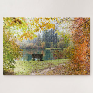 Scenic Fall Autumn Leaves Lake Jigsaw Puzzle