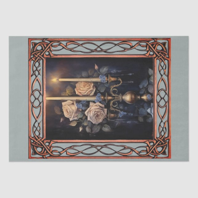 Scenic Fantasy Gothic Florals  Decoupage Tissue Paper (Front)