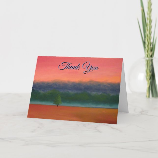 Scenic Farm Impression in Red Purple Green Orange  Card (Front)