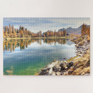 Scenic Federa Lake Landscape - Lago Federa , Italy Jigsaw Puzzle