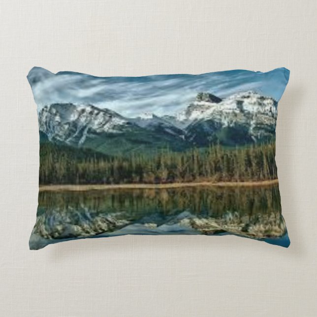 Scenic Forest and River Landscape Accent Pillow (Front)