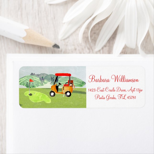 Scenic Fun Golf Cart Greens Return Address Label (Insitu)