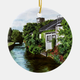 Scenic Galway City Ireland Canal View Ceramic Orna Ceramic Tree Decoration