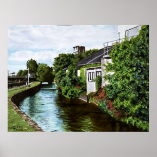 Scenic Galway City Ireland Canal View Poster