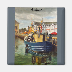 Scenic Galway City Ireland Fishing Boat Magnet