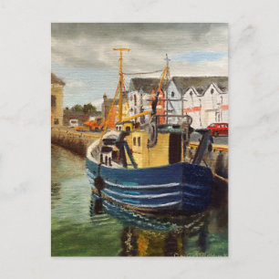 Scenic Galway City Ireland Fishing Boat Postcard