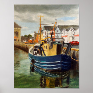 Scenic Galway City Ireland Fishing Boat Poster