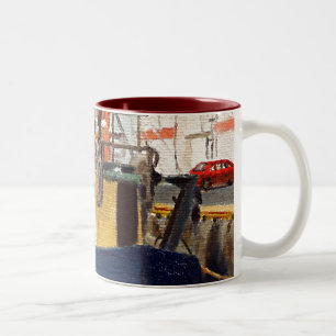 Scenic Galway City Ireland Fishing Boat Two-Tone Coffee Mug