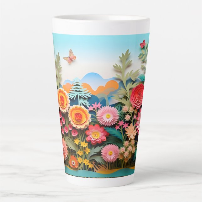 “Scenic Garden Mug – Colourful Flowers & Butterfly (Front)