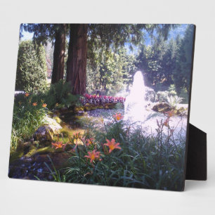 Scenic Garden with Water Fountain Plaque