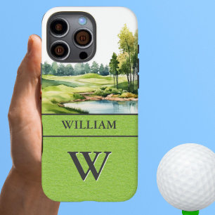 Scenic Golf Course Monogram Name iPhone 16 Pro Max Case