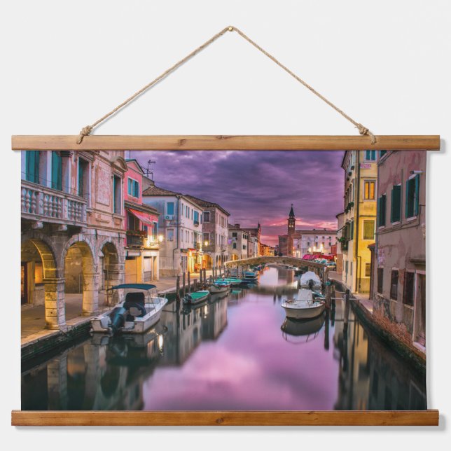 Scenic Grand Canal in Italy at Sunset Hanging Tapestry (Front)
