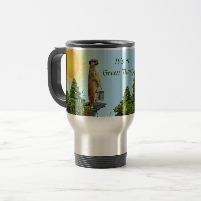 Scenic  'GreenThang' Meerkat Animal  Travel Mug (Front Left)