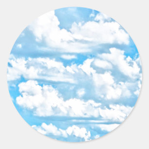 Scenic Happy Sunny Clouds Background Classic Round Sticker