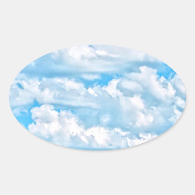 Scenic Happy Sunny Clouds Background Oval Sticker (Front)
