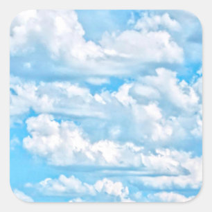 Scenic Happy Sunny Clouds Background Square Sticker